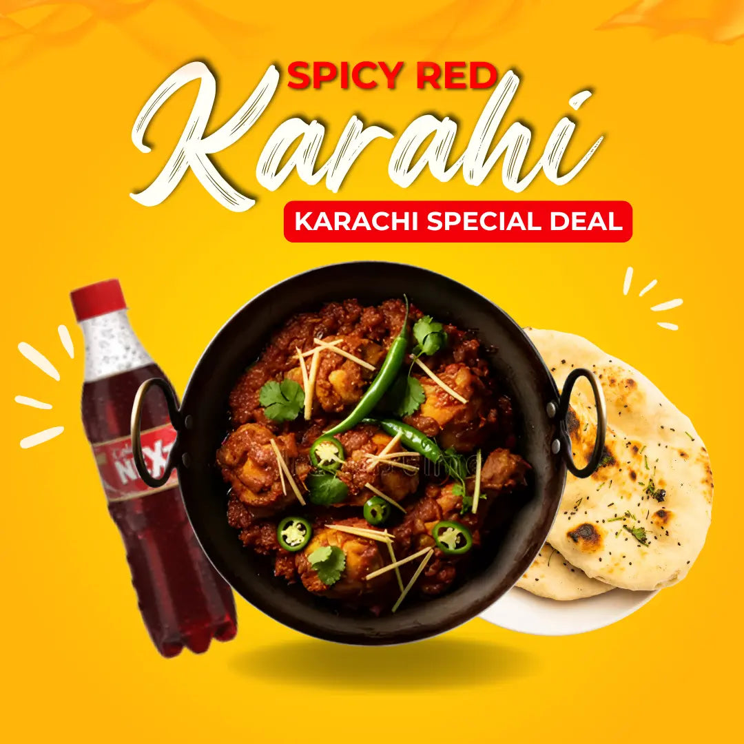 A1 Deal: Red Karahi + 2 Hot Naan + Chilled Drink