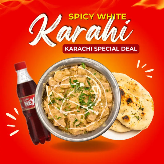 A2 Deal: White Karahi + 2 Hot Naan + Chilled Drink